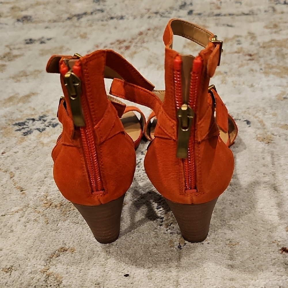 Franco Sarto Orange Heeled Sandals - Picture 4 of 5